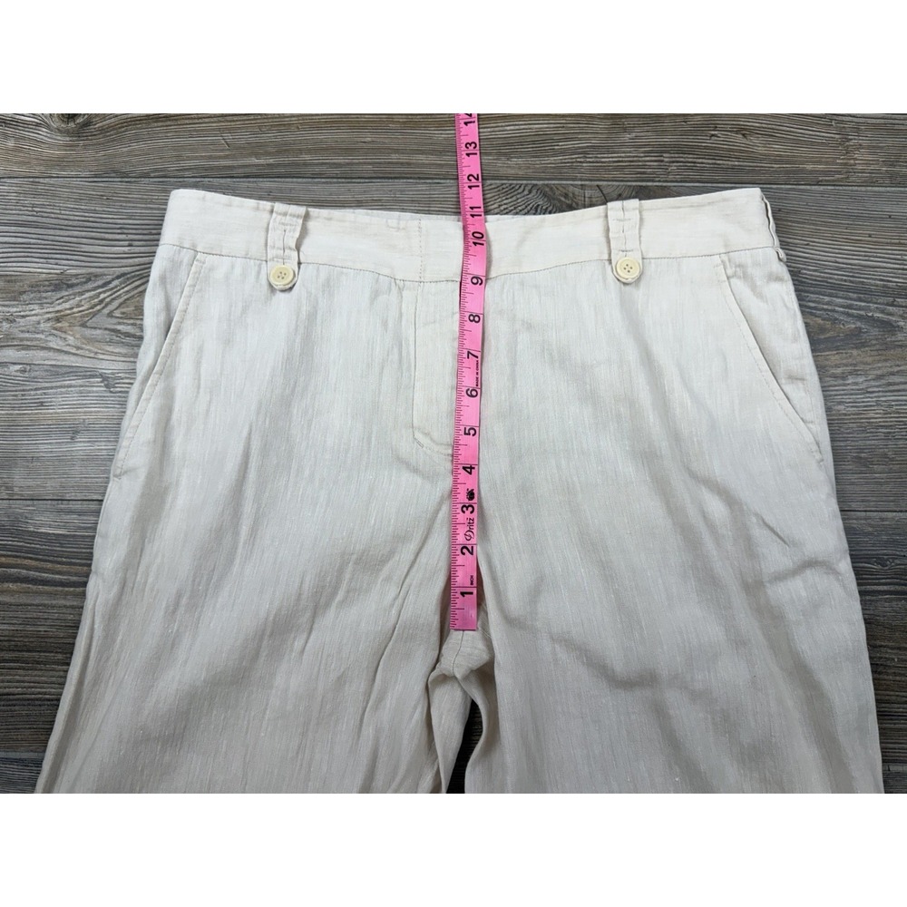 BCBG Maxazria Trouser Pants Beige Linen Blend Wide Leg Size 8 Coastal Preppy - Picture 7 of 13